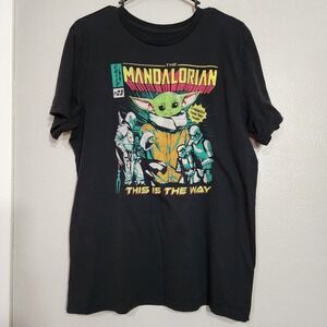 Star‎ Wars Mandalorian Comic Style Black Cotton T-shirt Size XL Mad Engine
